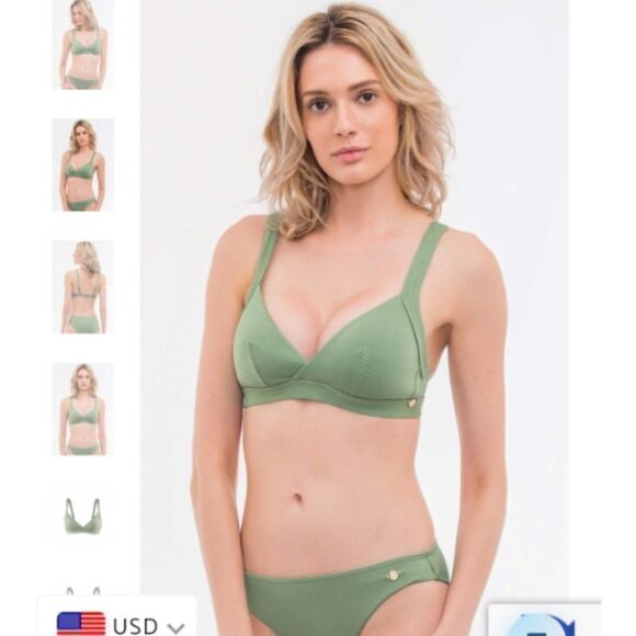 Sunseeker 10 green Rustic Sweetheart Bralette & textured mid-rise bikini bottom - Picture 3 of 16